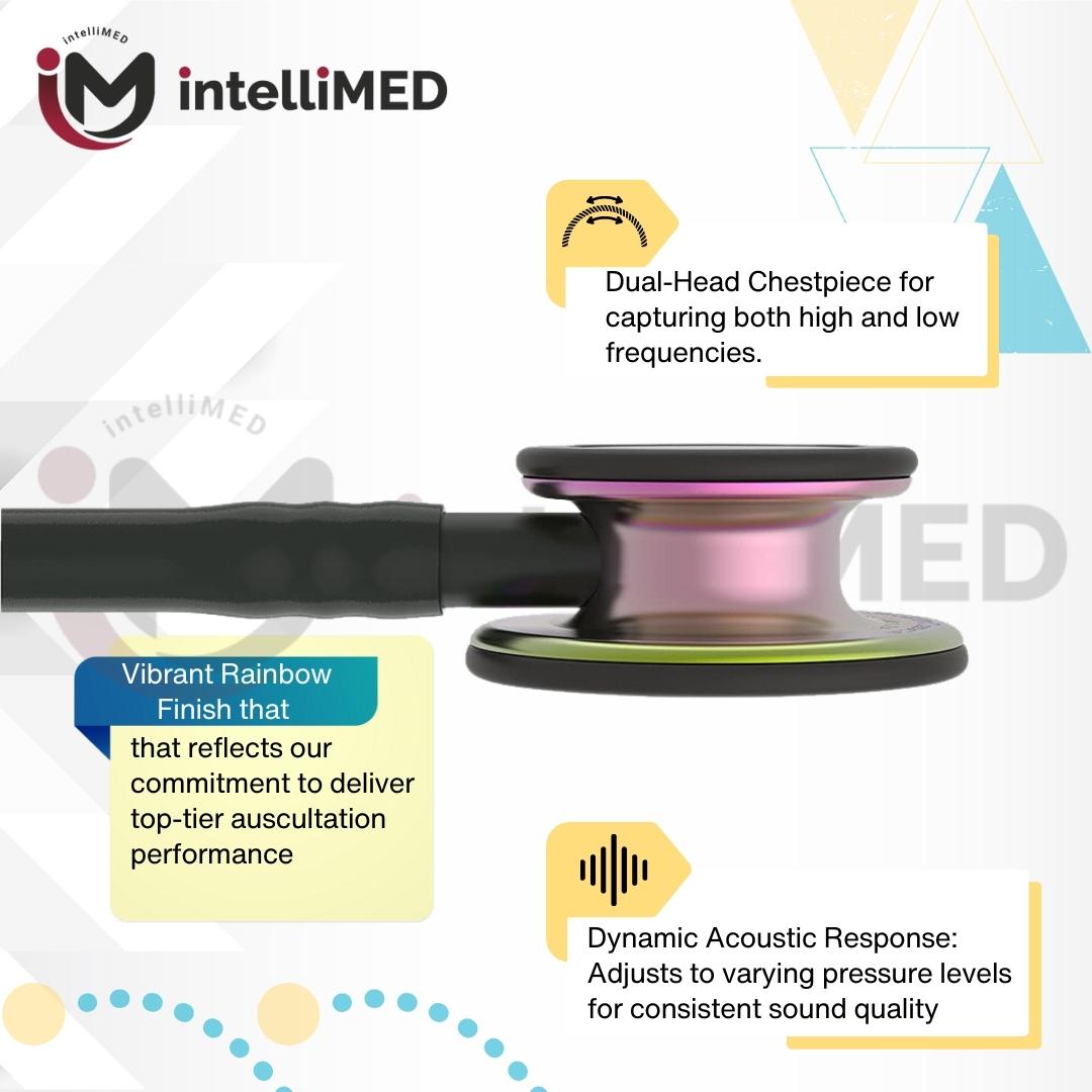 intelliMED Ultrascope Stethoscope, Vibrant Rainbow Edition, Stethoscope with Refined sound, sensitivity & Clarity, 1 Year Warranty