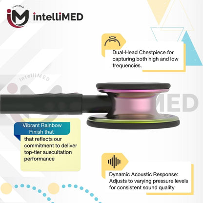 intelliMED Ultrascope Stethoscope, Vibrant Rainbow Edition, Stethoscope with Refined sound, sensitivity & Clarity, 1 Year Warranty