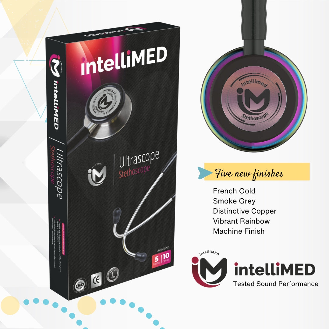 intelliMED Ultrascope Stethoscope, Vibrant Rainbow Edition, Stethoscope with Refined sound, sensitivity & Clarity, 1 Year Warranty