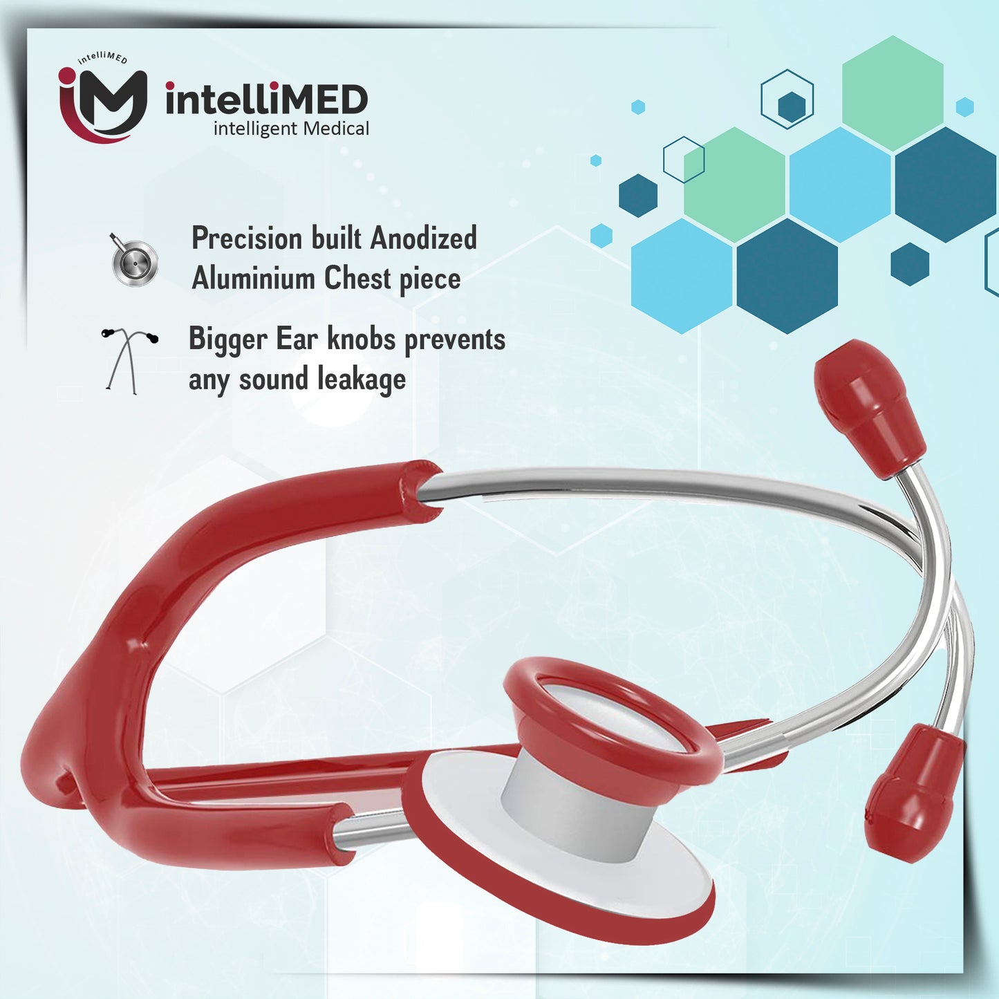 intelliMED Practitioner's Stethoscope, Featherweight Acoustic Stethoscope, 1 Year Warranty