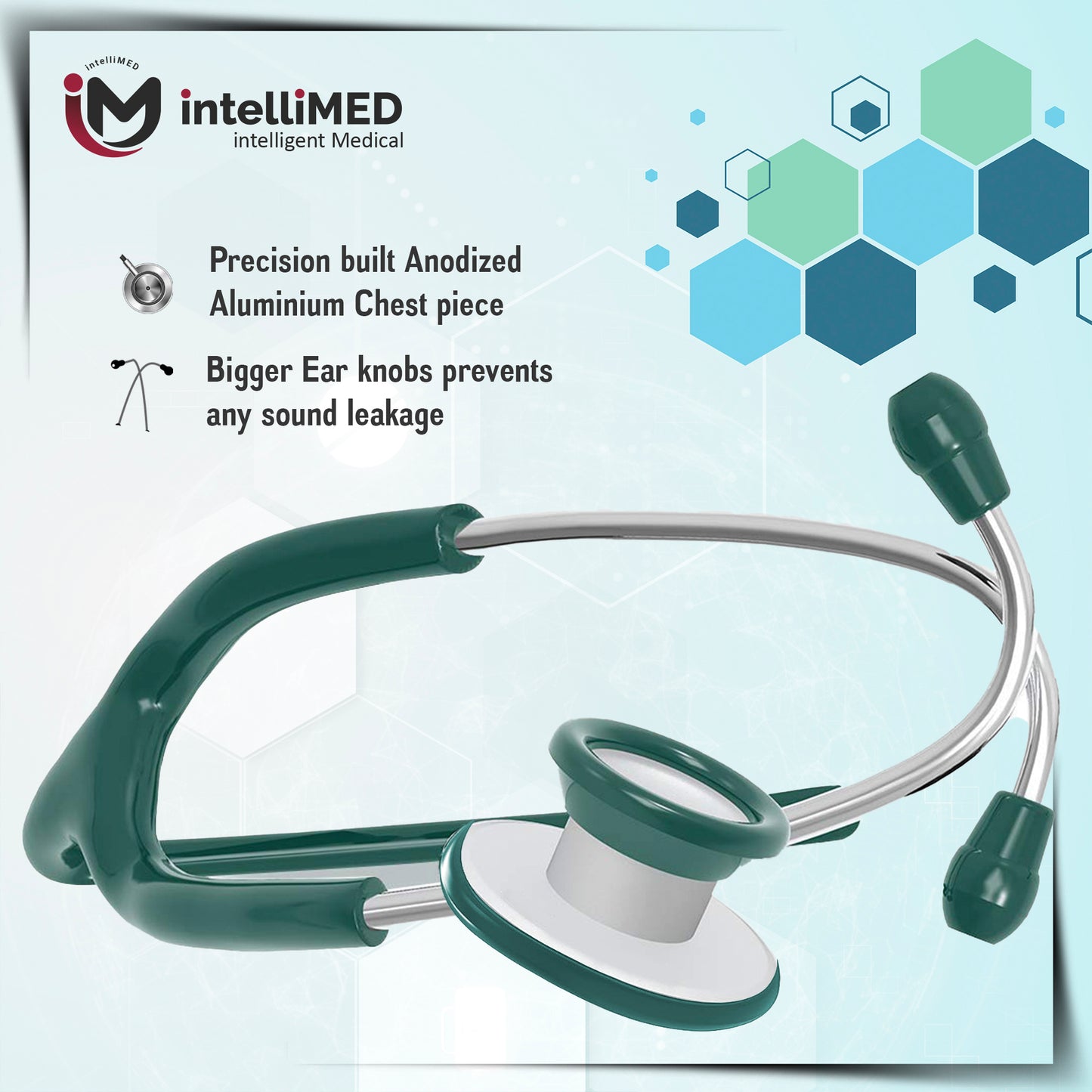 intelliMED Practitioner's Stethoscope, Featherweight Acoustic Stethoscope, 1 Year Warranty