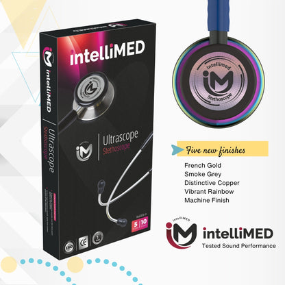 intelliMED Ultrascope Stethoscope, Vibrant Rainbow Edition, Stethoscope with Refined sound, sensitivity & Clarity, 1 Year Warranty