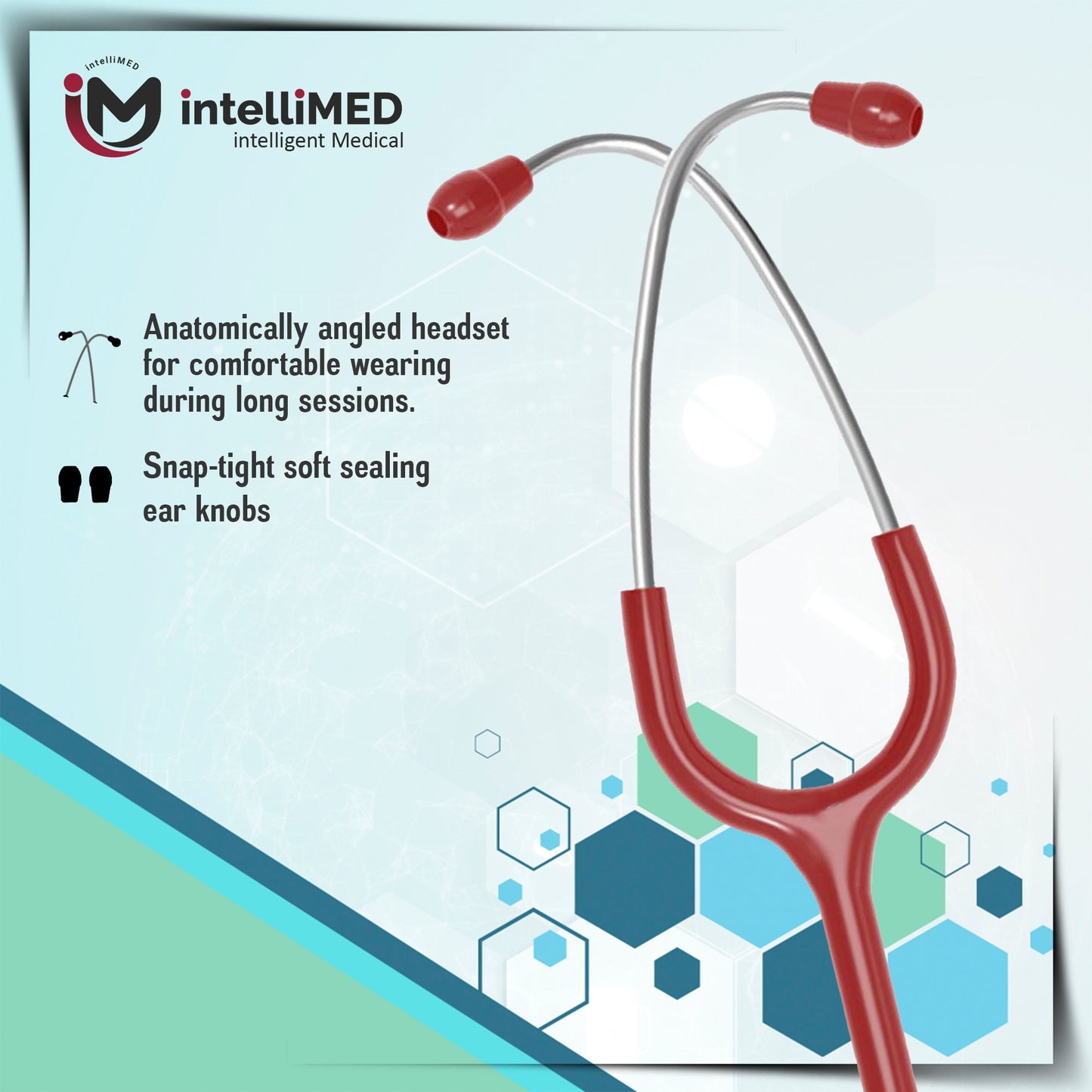 intelliMED Practitioner's Stethoscope, Featherweight Acoustic Stethoscope, 1 Year Warranty