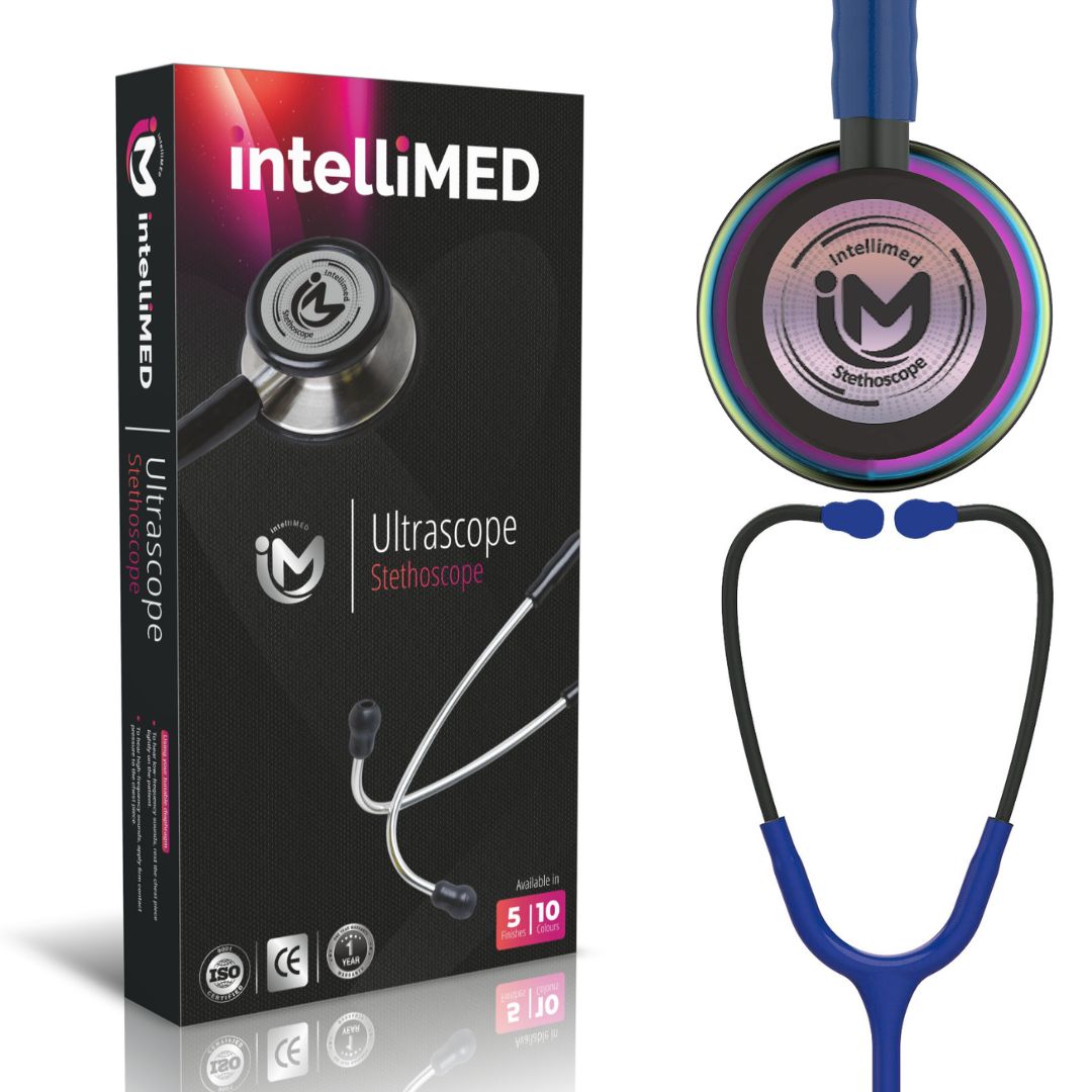 intelliMED Ultrascope Stethoscope, Vibrant Rainbow Edition, Stethoscope with Refined sound, sensitivity & Clarity, 1 Year Warranty