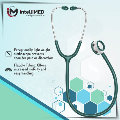 intelliMED Practitioner's Stethoscope, Featherweight Acoustic Stethoscope, 1 Year Warranty