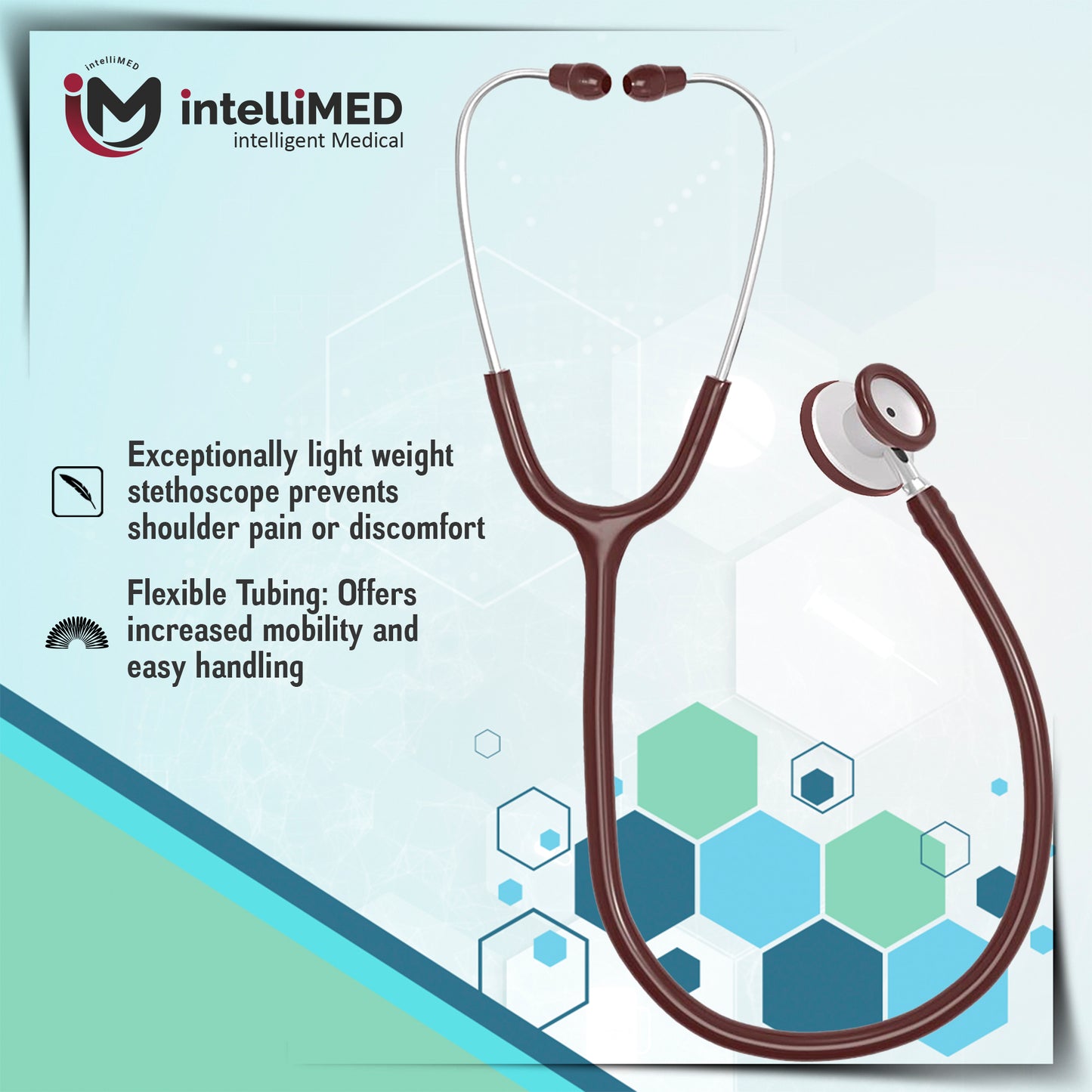 intelliMED Practitioner's Stethoscope, Featherweight Acoustic Stethoscope, 1 Year Warranty