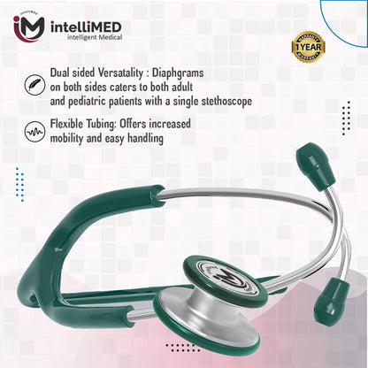 intelliMED Evolv Duo Stethoscope, Featherweight Stethoscope with Dynamic Acoustic Response, 1 Year Warranty