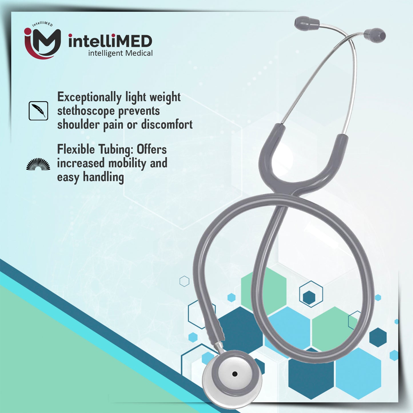 intelliMED Practitioner's Stethoscope, Featherweight Acoustic Stethoscope, 1 Year Warranty