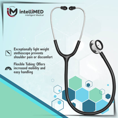 intelliMED Practitioner's Stethoscope, Featherweight Acoustic Stethoscope, 1 Year Warranty