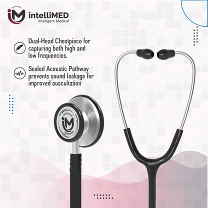 intelliMED Evolv Duo Stethoscope, Featherweight Stethoscope with Dynamic Acoustic Response, 1 Year Warranty