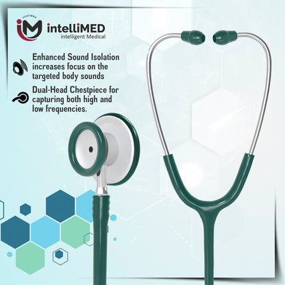 intelliMED Practitioner's Stethoscope, Featherweight Acoustic Stethoscope, 1 Year Warranty