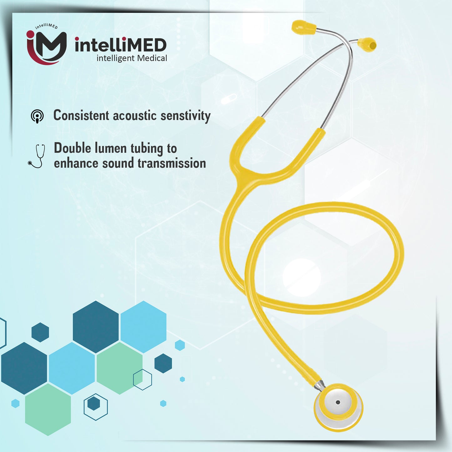 intelliMED Practitioner's Stethoscope, Featherweight Acoustic Stethoscope, 1 Year Warranty